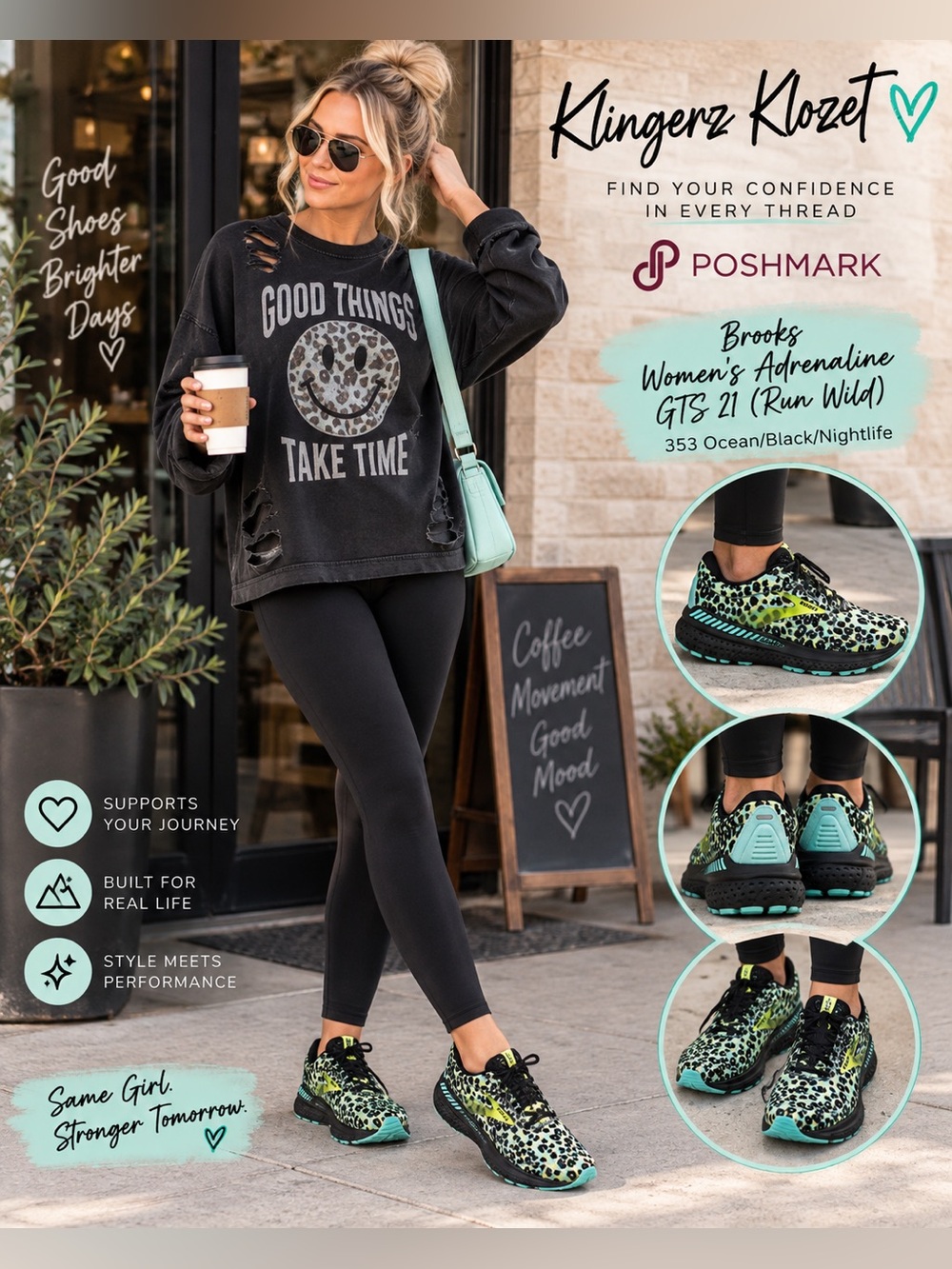Brooks Adrenaline GTS 21 Run Wild Leopard Sneakers Women’s 9.5